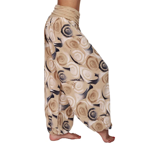 Women Elastic Waist Boho Floral Harem Trousers Baggy Wide Leg Palazzo Pants - Picture 15 of 60