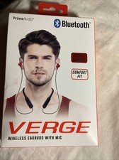 Prime Audio Verge Wireless Earbuds with Mic, RED, Noise Isolating New