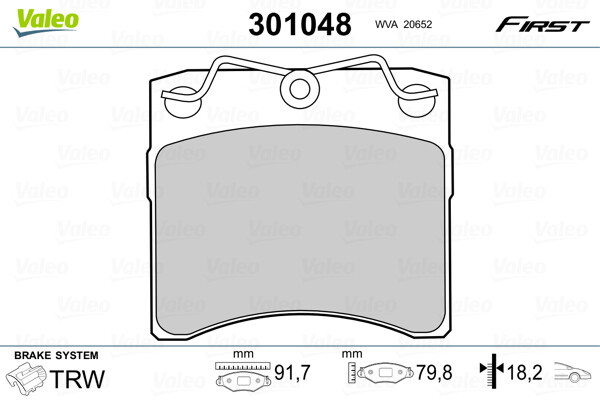 301048 VALEO Brake Pad Set, disc brake for VW