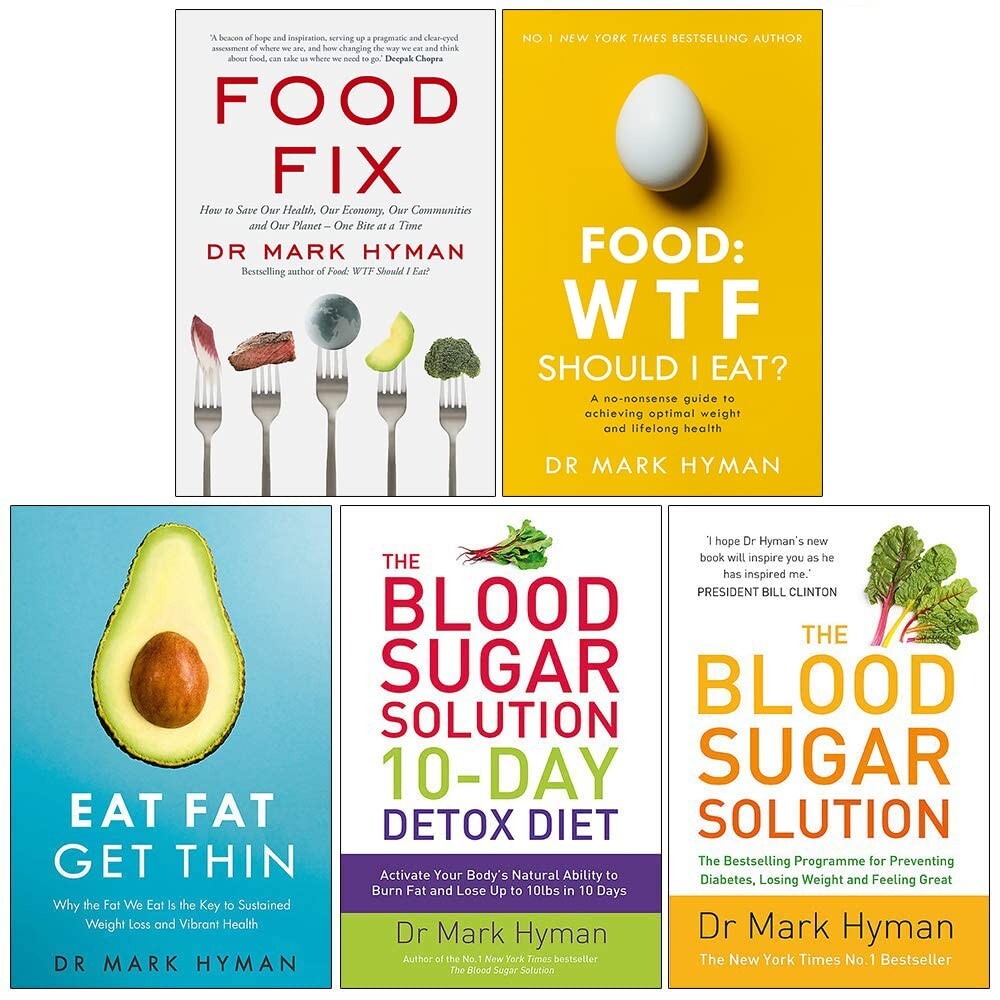 Mark Hyman Collection 5 Books Set Food Fix, Food WTF Should I Eat, Blood Sugar