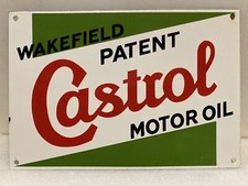 VINTAGE WAKEFIELD CASTROL MOTOR OIL EXTRA HEAVY GAUGE PORCELAIN SIGN. USA