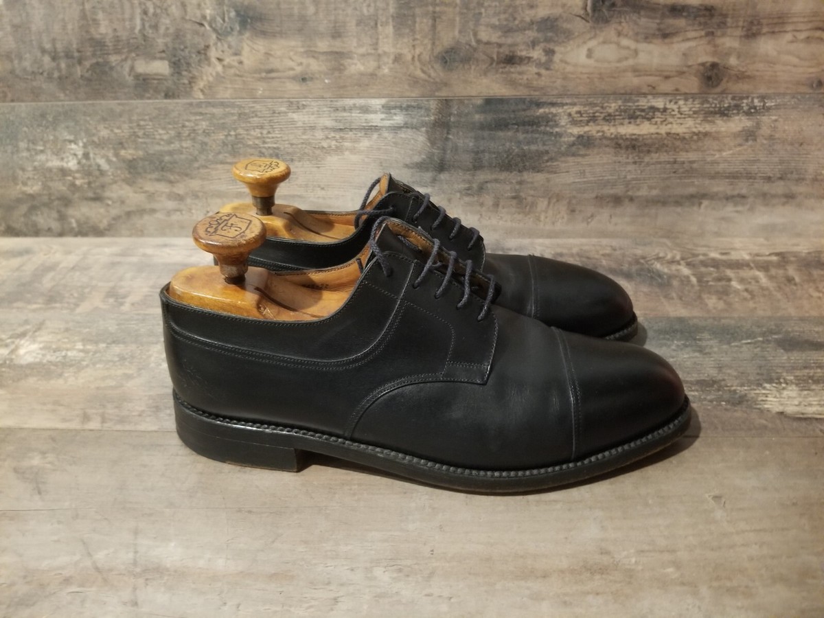JM Weston 765 22 France Black Leather Oxfords Cap Toe Shoes
