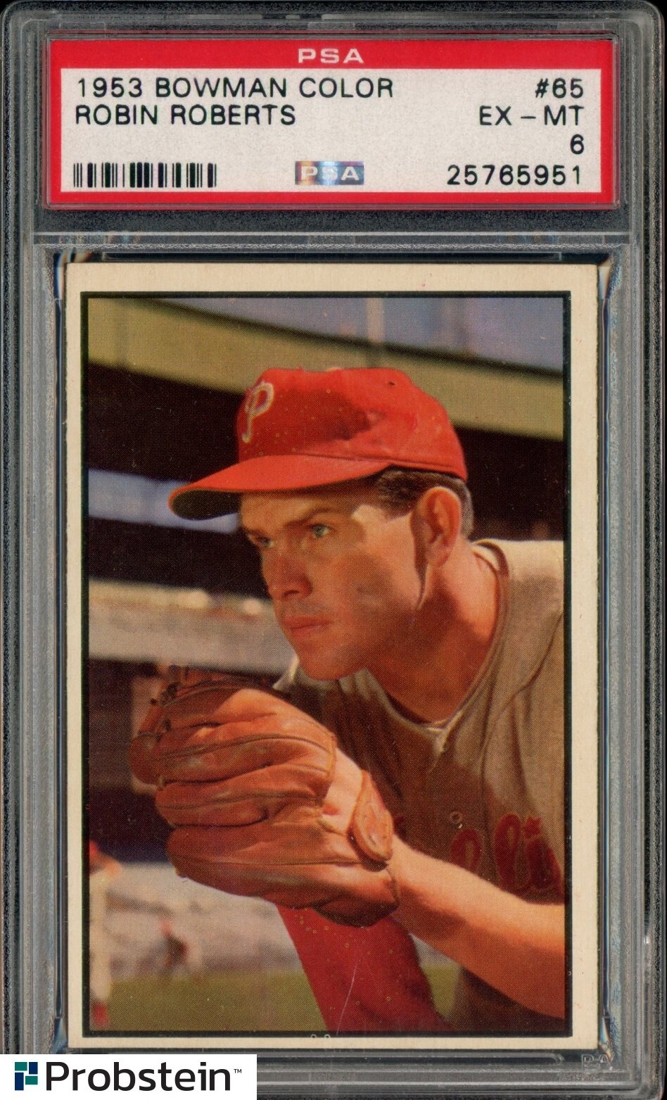 1953 Bowman Color #65 Robin Roberts Philadelphia Phillies HOF PSA 6