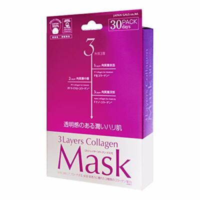 JAPAN GALS 3 Layers Collagen Mask 30pcs Moisture Skin Care Made in Japan