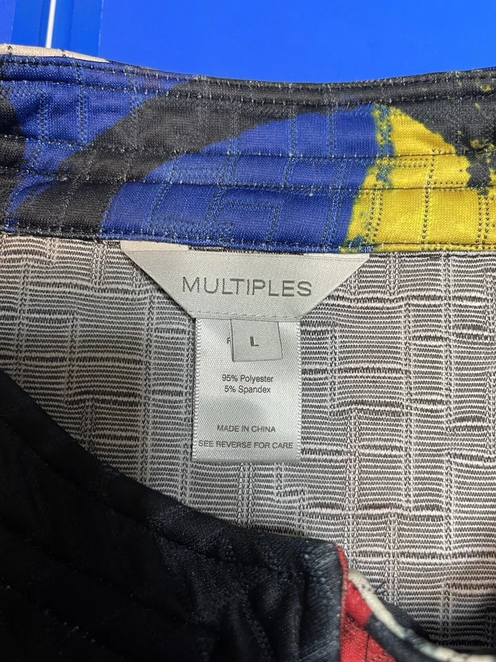 Multiples Artsy Colorful Abstract Large Button Jacket Boho L - Image 2 of 4