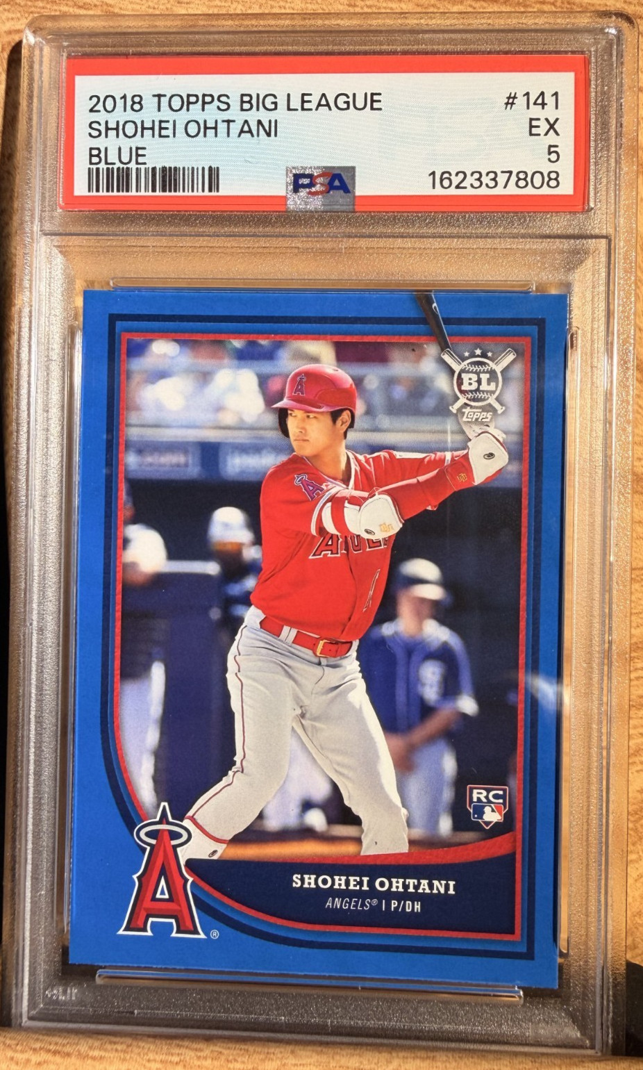 Shohei Ohtani Rookie 2018 Topps Big League BLUE #141 RARE (RC) PSA 5