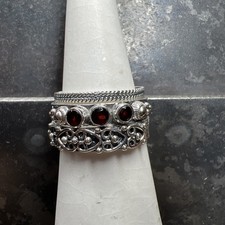 NWT Sundance Catalog Silver  Sonnet Garnet Rings Set Of 3  Size 9 70