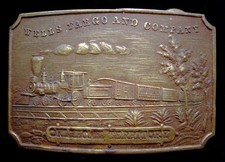 NE06162 GREAT *WELLS FARGO & CO - OKLAHOMA TERRITORY* SOLID BRASS FANTASY BUCKLE