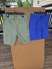 The Children's Place Boys 14 Lot 2 Green/Blue Cargo Nylon Shorts Drawstring
