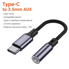 Toocki USB Tipo C 3.5 Jack Adattatore per Auricolari USB C a 3.5Mm Cuffie Cavo A