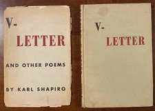 Karl Shapiro, V-Letter, 1st ed WWII Pacific Poems HC separated DJ, won Pulitzer