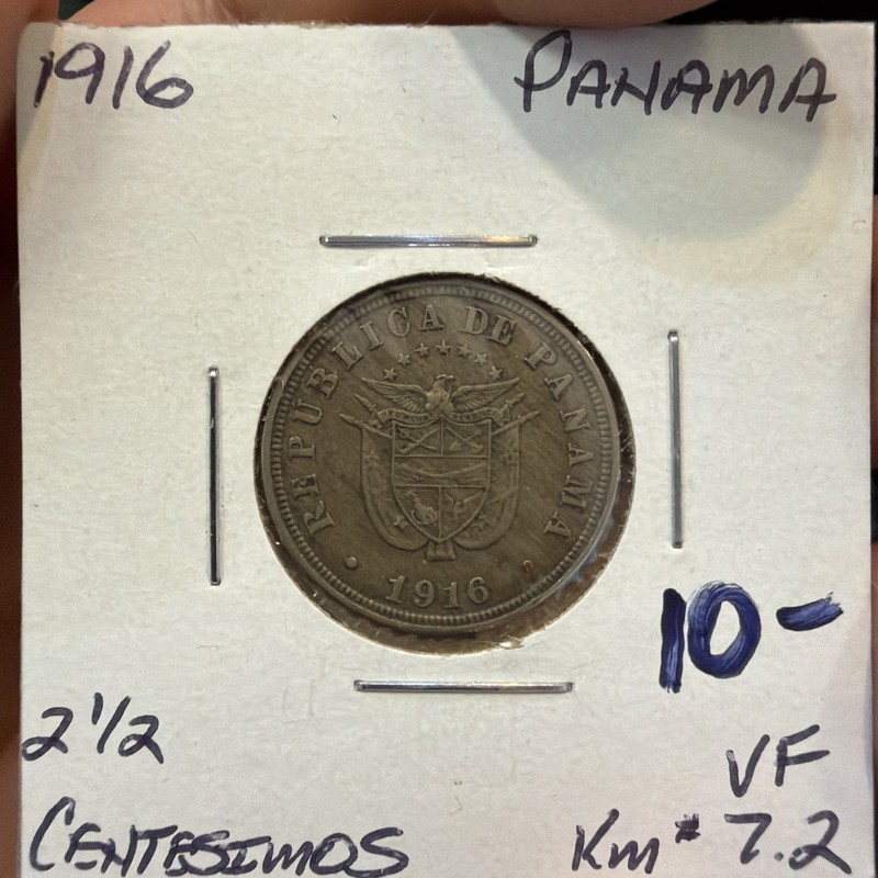 Panama 2 1/2 Centesimos 1916, Fine || Antique Central American Coin F7642