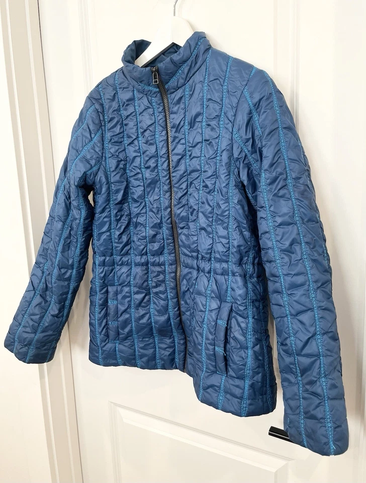 Cabi Poseidon Blue Full Zip Nylon Lined Winter Quilted Puffer Jacket Women’s M - Image 4 of 4