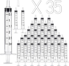 35 Pack 3ml Plastic Syringe Without Needle, Catheter Tip Individually Sealed...