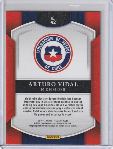 ARTURO VIDAL Chile 2016/17 Panini Select Terrace #42 Silver Prizm Parallel Card - Foto 2 di 2
