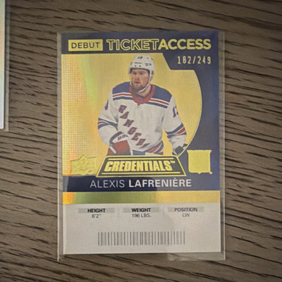 2021-22 Upper Deck Credentials Alexis Lafreniere #150 Yellow /249 Rangers