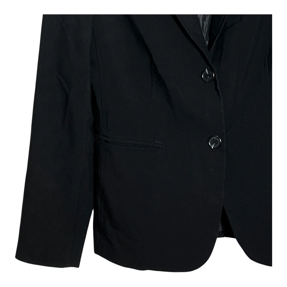 Blazer Madison Negro Para Mujer Talla 8 Dos Botones Cuello Solapa Clásico Trabajo Oficina Foto 3 de 4
