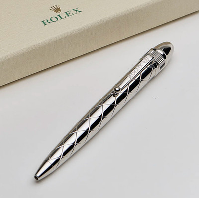 Rolex Silver Diamond Style Palladium Finish Ballpoint Pen   New in Box
