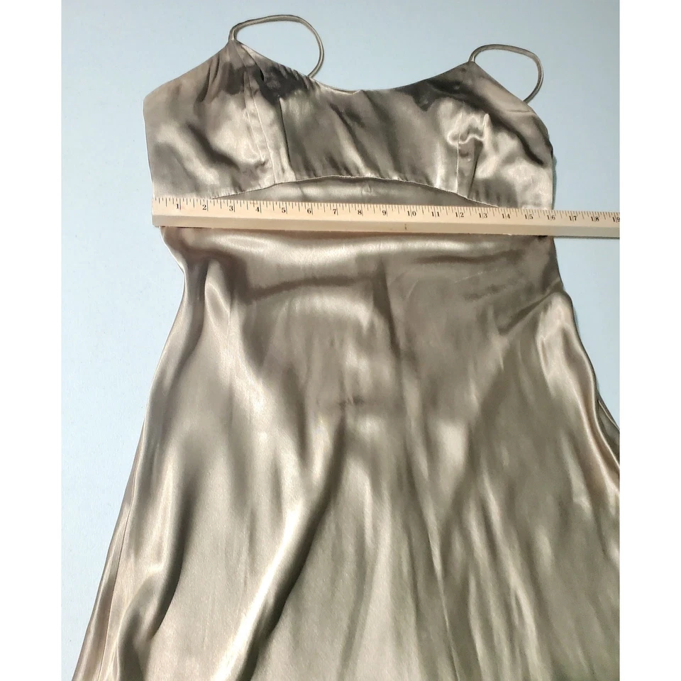Vestido sin mangas vintage de satén dorado Hampton Nites para mujer talla 14 glamuroso vacaciones Foto 3 de 4