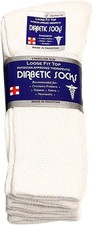 Health Circulatory Crew Cotton Diabetic Socks White 9-11 10-13 13-15