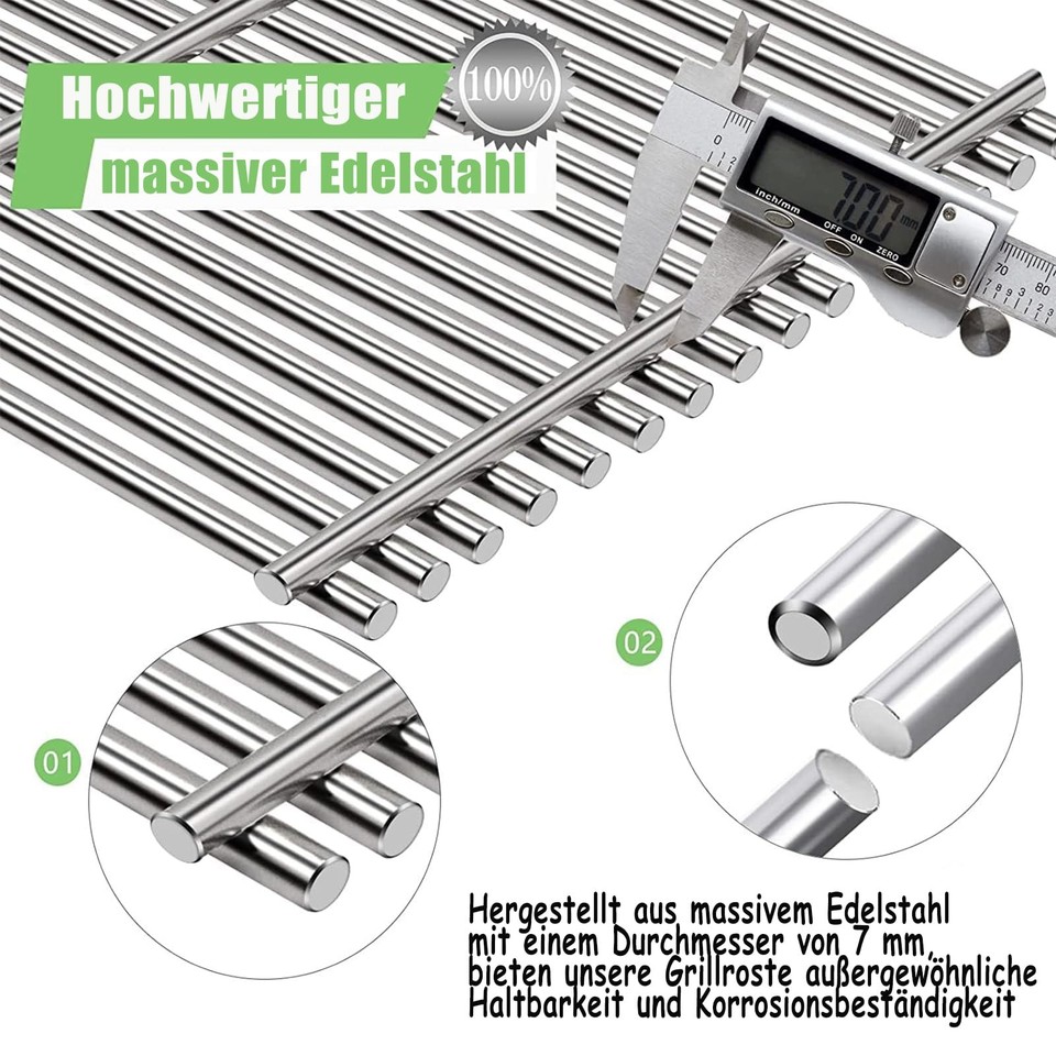 GFTIME 41.5 x 60.5cm Edelstahl Grillrost für Burnhard Fred Serie, für