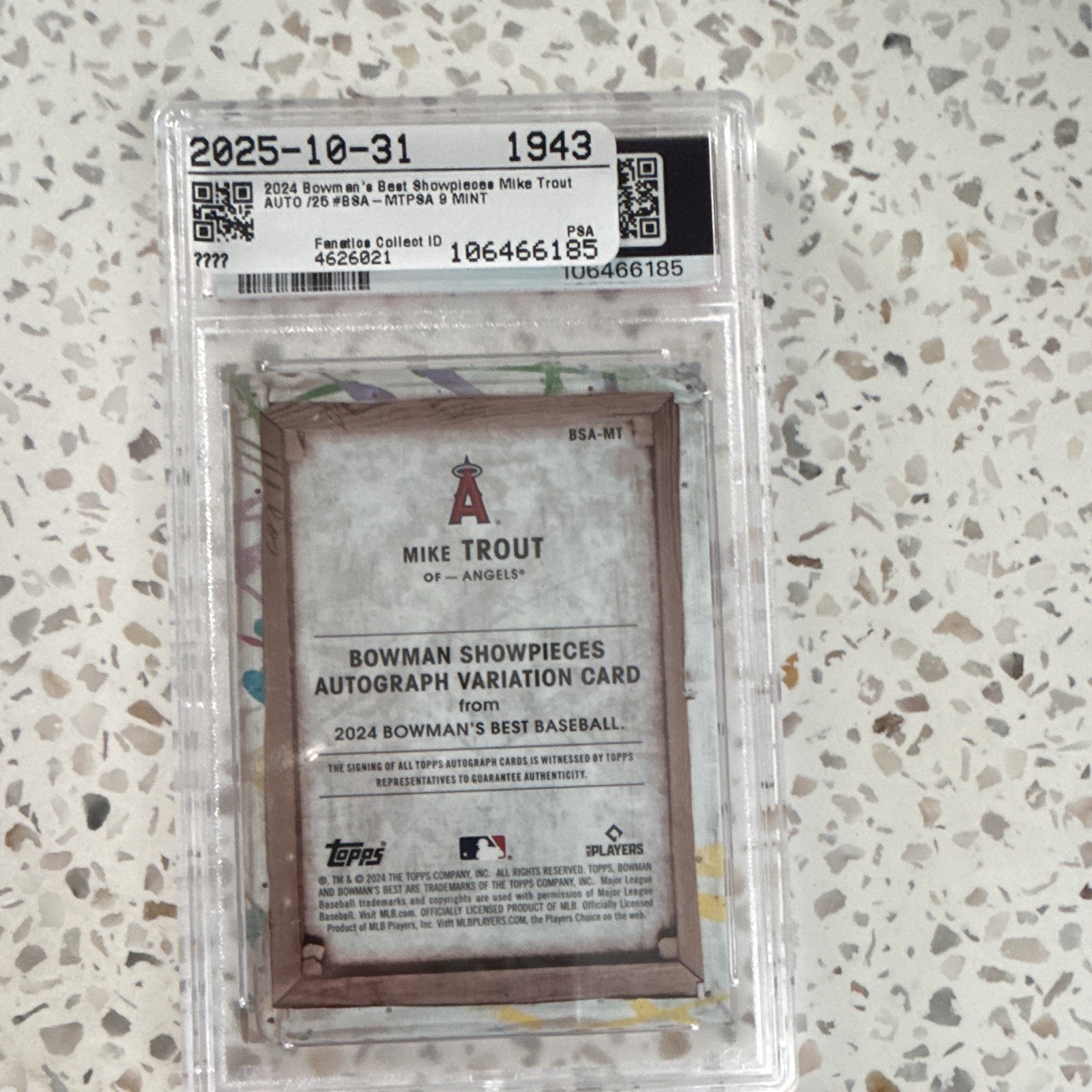 Topps 2024 Bowman's Best Showpieces Auto Mike Trout #BSA-MT /25 PSA 9 view 4
