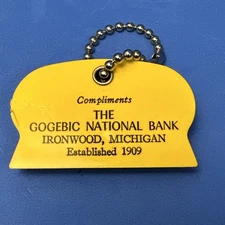 Vintage Gogebic National Bank UO Colson Ice Scraper Coin Holder Keychain New