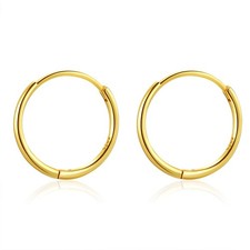 6mm 7mm 8mm 9mm 10mm 11mm 13mm 15mm Huggie Hoop Earrings 18k Gold Plated 1.3mm T