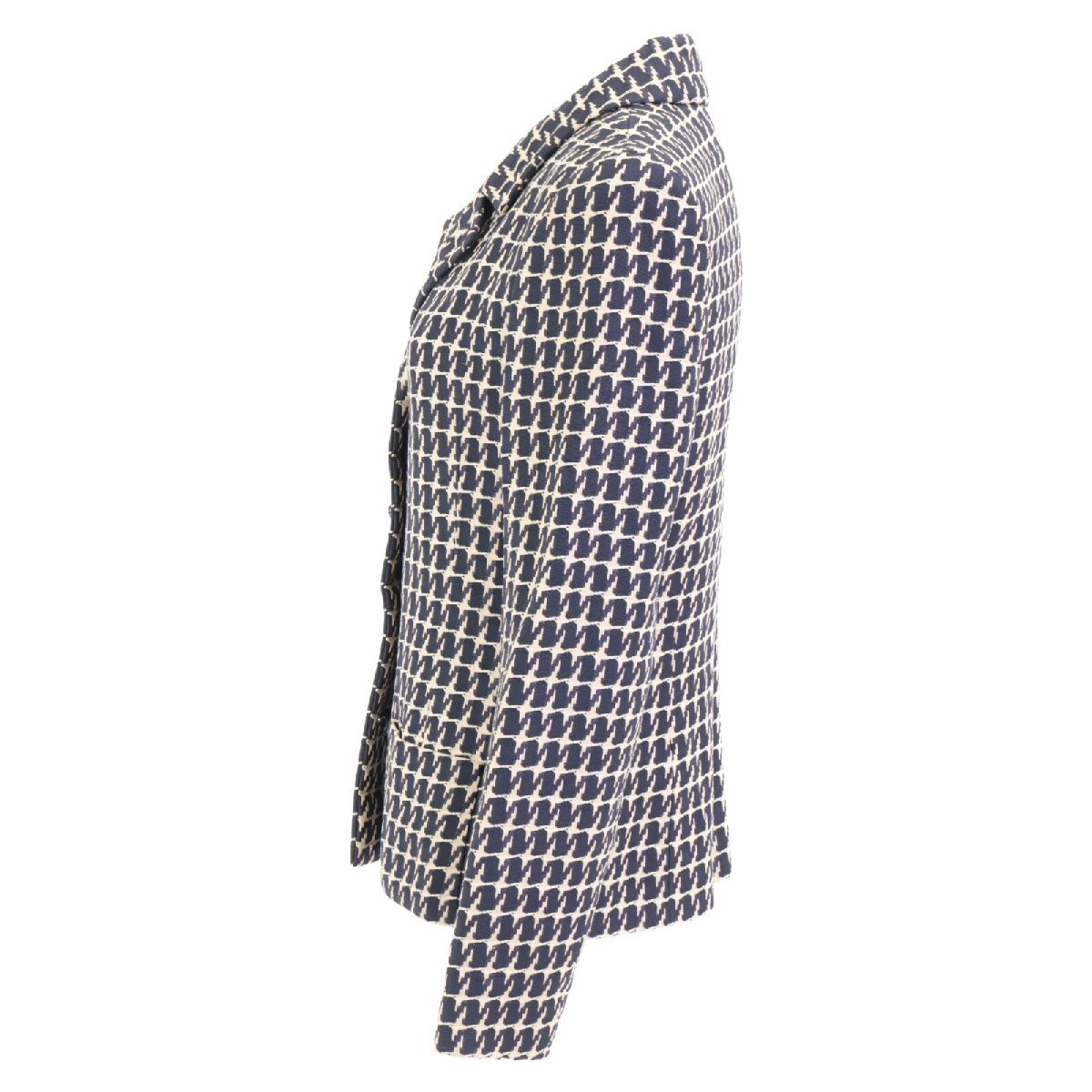 Chanel Coco Button Houndstooth Jacket Navy Beige … - image 3