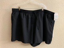 Time  Tru High Waist Inner Brief Quick Dry UPF 50 Black Swim Short Size 24W NWT