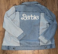Barbie Denim Jacket COLOR BLOCK Embroidered Classic Logo SIZE MEDIUM