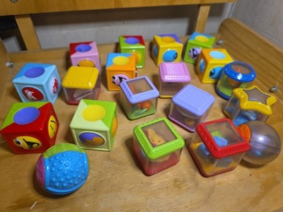 Fisher Price Peek a Boo Blocks Cubes Sensory Toys Lot of 19 Mixed Balls Baby 