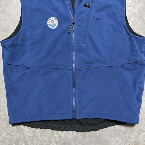 Simms Fishing Vest Gore-Windstopper Fleece Full Zip Pocket Logo Blue Mens 2XL - Picture 3 of 6