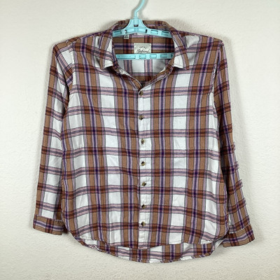 Jachs Girlfriend Womens Button Up Shirt Sz M Long Sleeve Plaid Pilling Good
