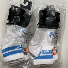 UNDER ARMOUR UA Essential Crew Socks 12 Pairs Unisex Kids Youth 4.5-7 NEW