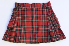 Scottish Style Kilt Skirt Mens 42 Red Tartan Plaid Pleated Buckles Pockets