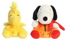 Aurora 2 Piece Peanuts Palm Pal 5" Plush Bundle, Woodstock and Astronaut Snoopy