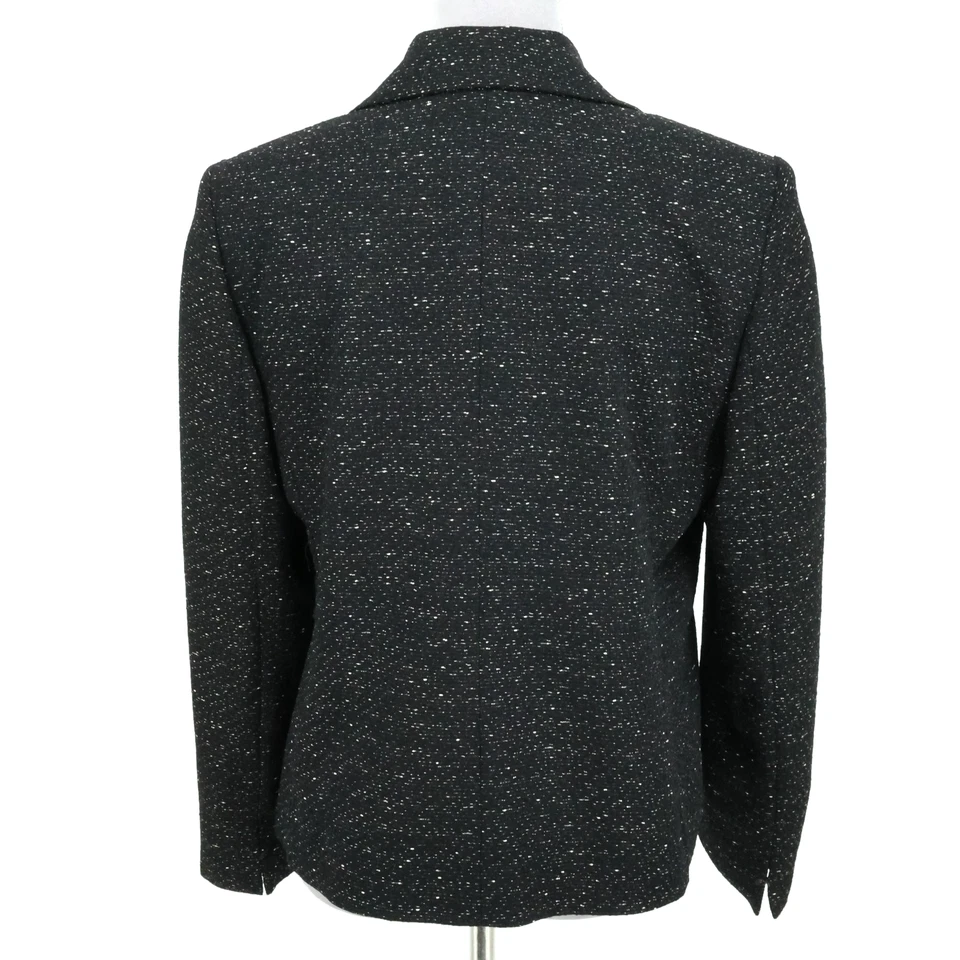 Blazer Le Suit Chaqueta Petites 10P Gris Carbón Forrado Tweed Ajustado Carrera Foto 2 de 4