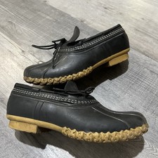 Vintage LL Bean Duck Boots Mocs Size 8 Black Rubber USA Maine Made Outdoor Men's
