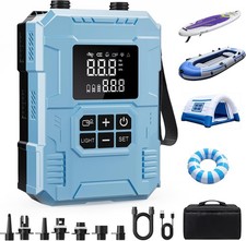 Electric Portable Paddle Board Pump 4X Faster Dual-Stage Inflation &