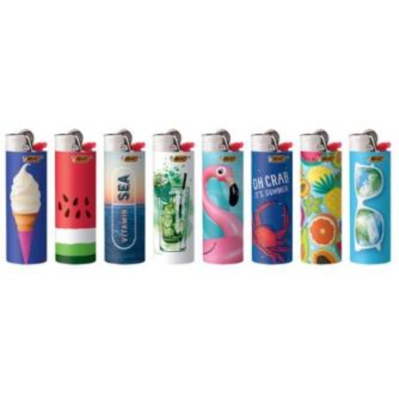 50x Bic Lighter Vacation Series Design Maxi Regular Fun & Collectible Bulk 5ct