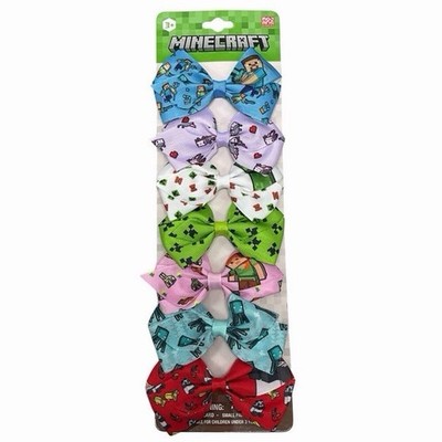 Minecraft Girls Multicolor Hair Bow Set Steve Creeper Cartoon Gaming