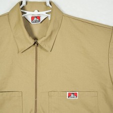 Ben Davis Mens Khaki Half Zip Short Sleeve Work Shirt Size Medium Tan Streetwear