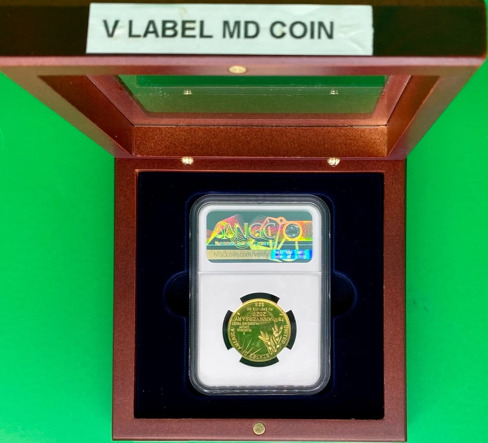 2020 End of World War II 75th Anniversary W $25 Gold Medal PF70 ER V LABEL - Image 4 of 4