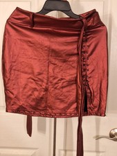 Red Satin Waist Cincher Corset Lace Up Boned Strapless for Women