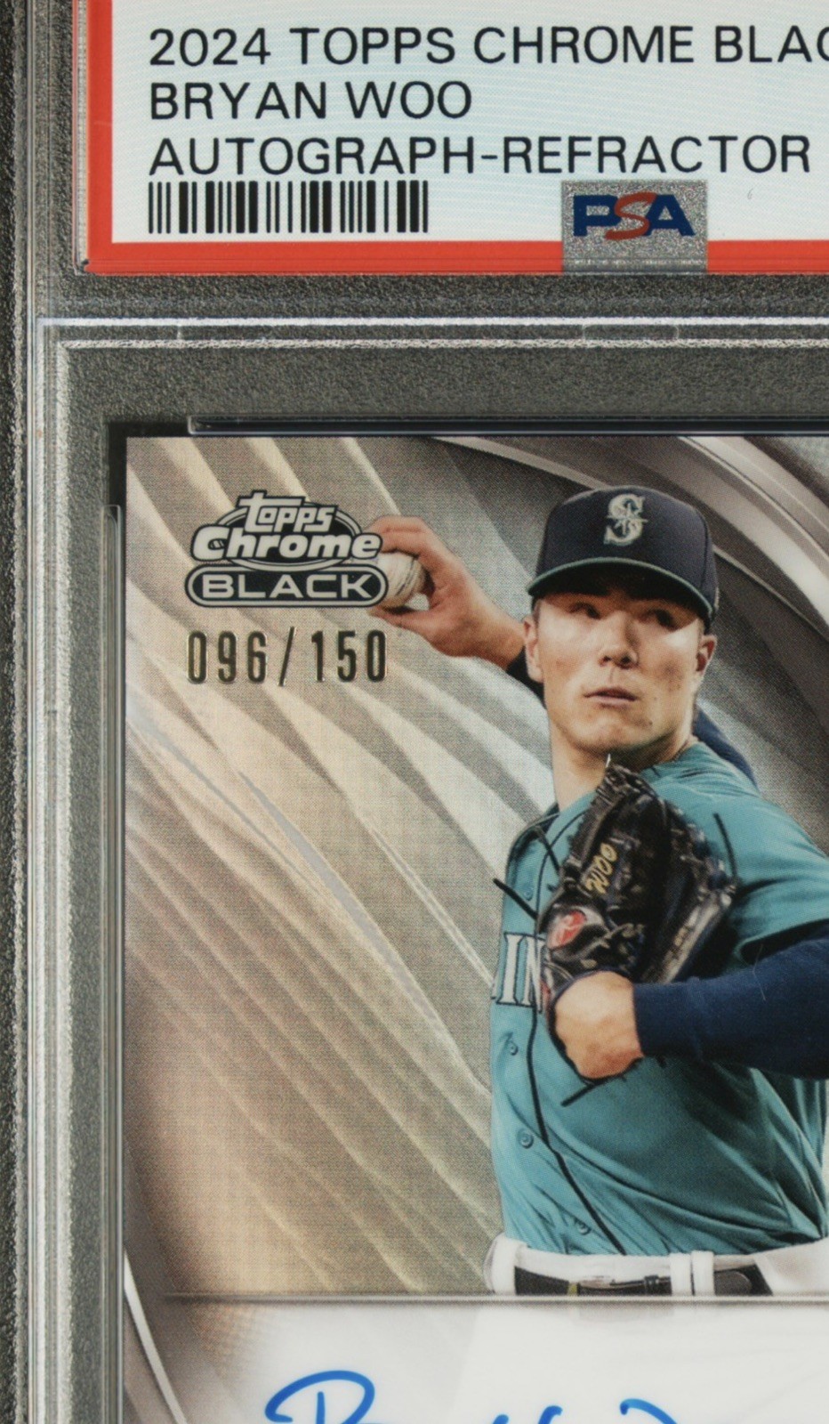Topps Chrome /150 Bryan Woo AUTO REFRACTOR PSA 10💎POP 3 ROOKIE📈Mariners Ace view 2