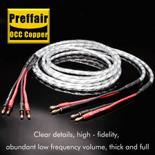 Single-Wire OCC Silver Plated Speaker Cable 24K Gold Banana Plug 1.0m-3.0m