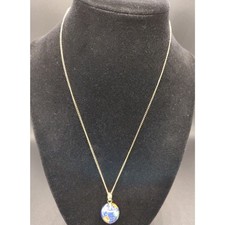 14K Gold Semi Precious Stone Earth Pendant Signed Marc Anthony Free Chain