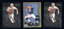 Peyton Manning 3 Card Rookie Lot 1998 Topps #360 + 2 1998 Metal #189 RC HoF Colt