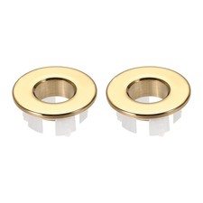 2pcs Sink Basin Trim Overflow Cover Copper Insert in Hole Round Caps Gold Tone